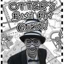 Poster for OTTERs Bristol Art Quest showing a black and white OTTER face and a monochrome map of Bristol